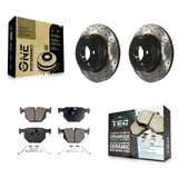 Rear Coated Drilled Slotted Disc Brake Rotors And Ceramic Pads Kit For BMW X5 X6