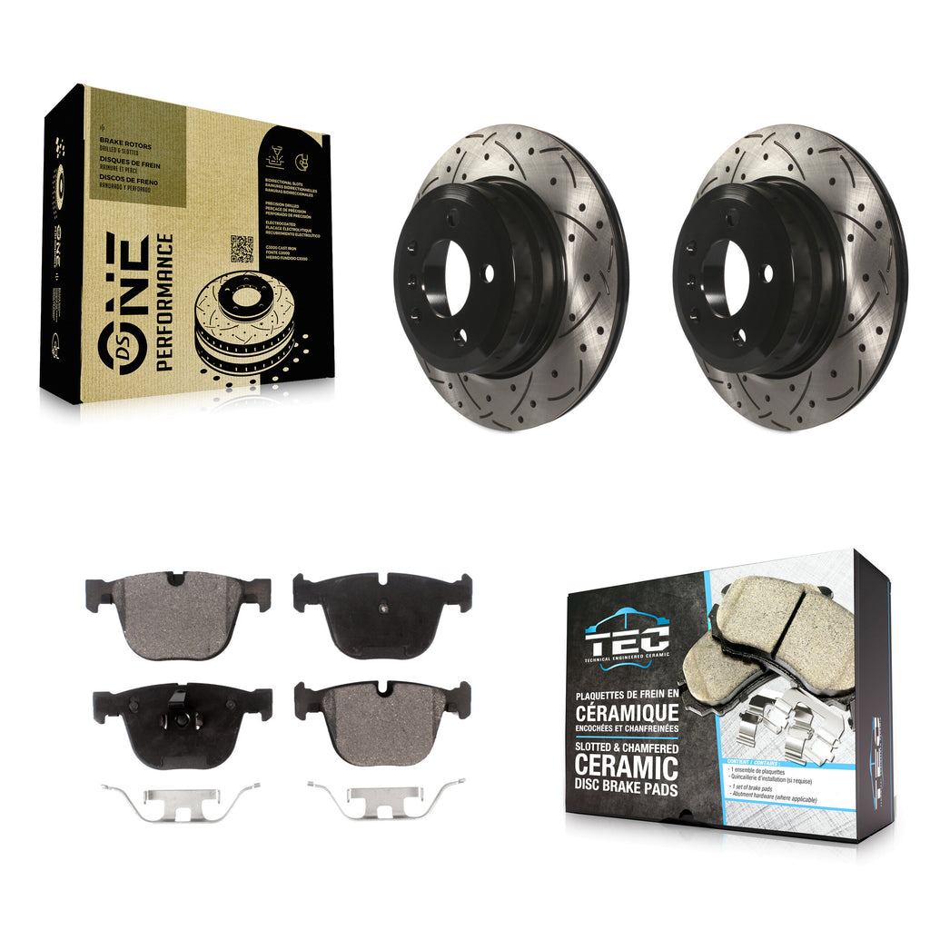 Rear Drill Slot Brake Rotor Ceramic Pad Kit For 2009 BMW X6 xDrive35i From 10 08