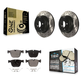 Rear Drill Slot Brake Rotor Ceramic Pad Kit For 2009 BMW X6 xDrive35i From 10 08