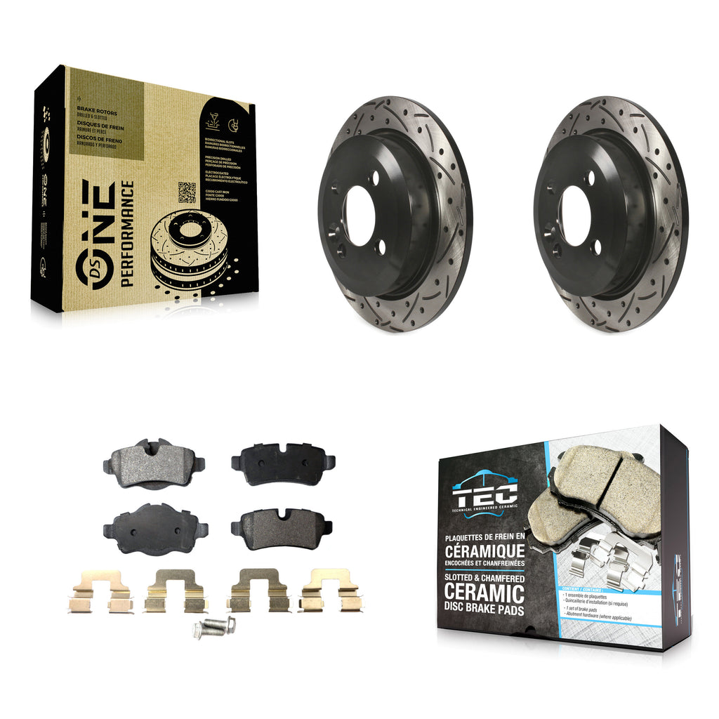 Rear Coated Drilled Slotted Disc Brake Rotor And Ceramic Pad Kit For Mini Cooper