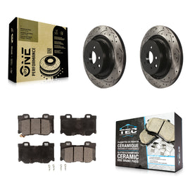 Rear Drilled Slot Brake Rotor Ceramic Pad Kit For INFINITI G37 Nissan 370Z Q60 Z