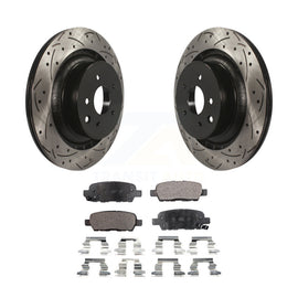 [Rear] 2014 INFINITI Q60 Sport Performance Drilled & Slotted Brake Rotor & Ceramic Pads Kit For Max Braking