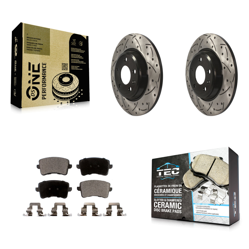 Rear Drill Slot Brake Rotor Ceramic Pad Kit For Audi Q5 A4 Quattro A5 allroad S5