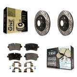 Rear Coated Drilled Slot Disc Brake Rotor Ceramic Pad Kit For Audi A7 Quattro A6