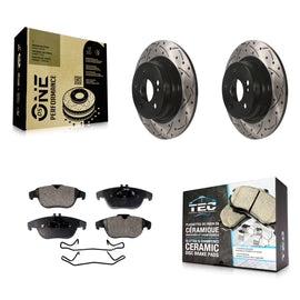 Rear Drilled Slot Brake Rotor & Ceramic Pad Kit For Mercedes-Benz C300 C250 C230
