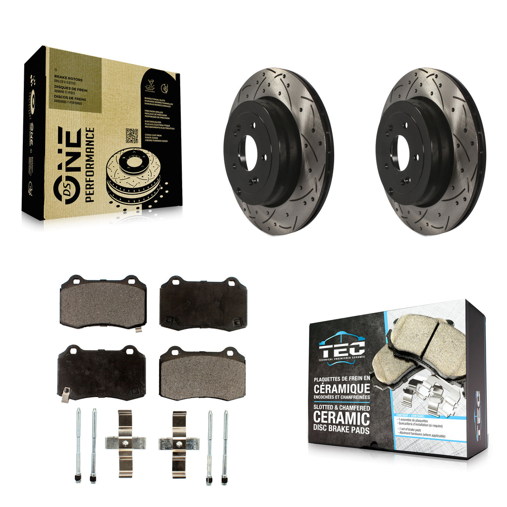 Rear Coat Drill Slot Disc Brake Rotors Ceramic Pad Kit For Hyundai Genesis Coupe