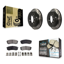 Charger l'image dans la galerie, Rear Drilled Slot Brake Rotors Ceramic Pad Kit For Toyota 4Runner Lexus GX460 FJ
