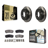 Rear Drilled Slot Brake Rotors Ceramic Pad Kit For Toyota 4Runner Lexus GX460 FJ