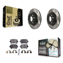 Charger l'image dans la galerie, Rear Drill Slot Brake Rotors Ceramic Pad Kit For Volkswagen Tiguan CC Jetta Audi