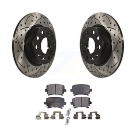 Rear Coated Drilled Slotted Disc Brake Rotors Ceramic Pad Kit For Volkswagen GTI