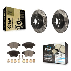 Rear Drilled Slot Disc Brake Rotor Ceramic Pad Kit For Volkswagen Beetle GTI Eos