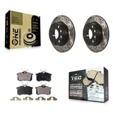 Rear Drilled Slot Brake Rotor & Ceramic Pad Kit For Volkswagen Jetta Beetle Golf