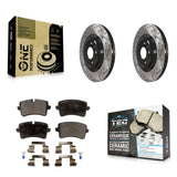 Rear Drill Slot Brake Rotor Ceramic Pad Kit For Audi A6 Quattro A7 Porsche Macan
