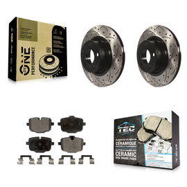 [Rear] 2012 BMW X3 From 10 11 Performance Drilled & Slotted Brake Rotor & Ceramic Pads Kit For Max Braking