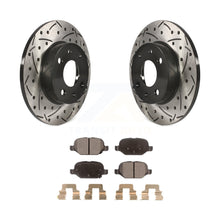 Charger l&#39;image dans la galerie, Rear Coated Drilled Slotted Disc Brake Rotors And Ceramic Pads Kit For Fiat 500