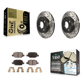 Rear Coated Drilled Slotted Disc Brake Rotors And Ceramic Pads Kit For Fiat 500