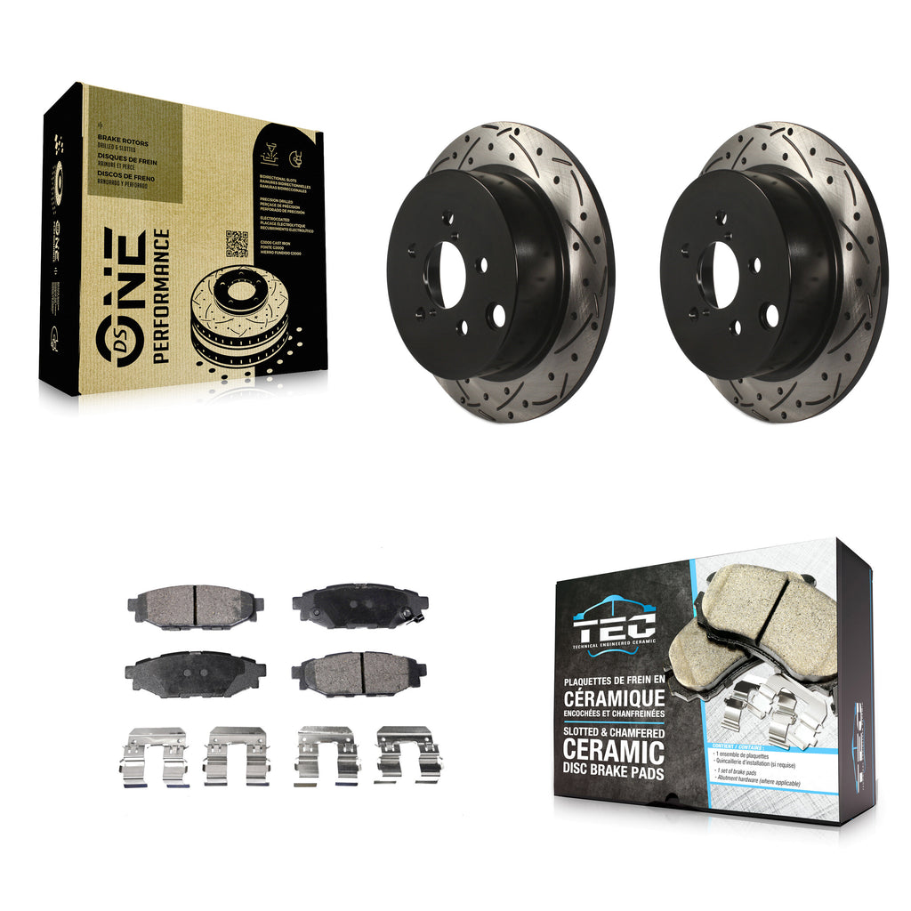 Rear Drill Slot Disc Brake Rotors Ceramic Pad Kit For Subaru Forester Impreza XV