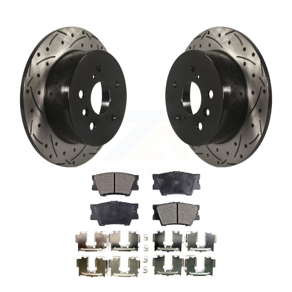 Rear Drill Slot Brake Rotors Ceramic Pad Kit For Toyota Camry Lexus ES350 Avalon