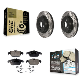 Rear Drilled Slot Brake Rotor & Ceramic Pad Kit For Mercedes-Benz E350 C250 C300