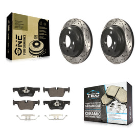 Rear Drilled Slot Brake Rotor Ceramic Pad Kit For BMW 328i xDrive 320i 330i 428i