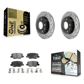 Rear Coated Drilled Slotted Disc Brake Rotor & Ceramic Pad Kit For Mazda 3 Sport