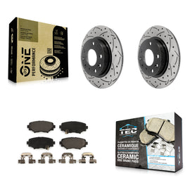 Rear Coated Drilled Slotted Disc Brake Rotor & Ceramic Pad Kit For Mazda 3 Sport