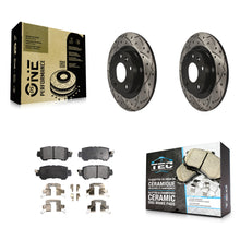 Charger l'image dans la galerie, [Rear] 2016-2018 Mazda CX-3 Performance Drilled &amp; Slotted Brake Rotor &amp; Ceramic Pads Kit For Max Braking