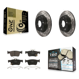 Rear Coated Drilled Slotted Disc Brake Rotor And Ceramic Pad Kit For Honda Civic