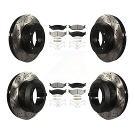 Front Rear Drill Slot Disc Brake Rotor Ceramic Pad Kit For Ford F-450 Super Duty