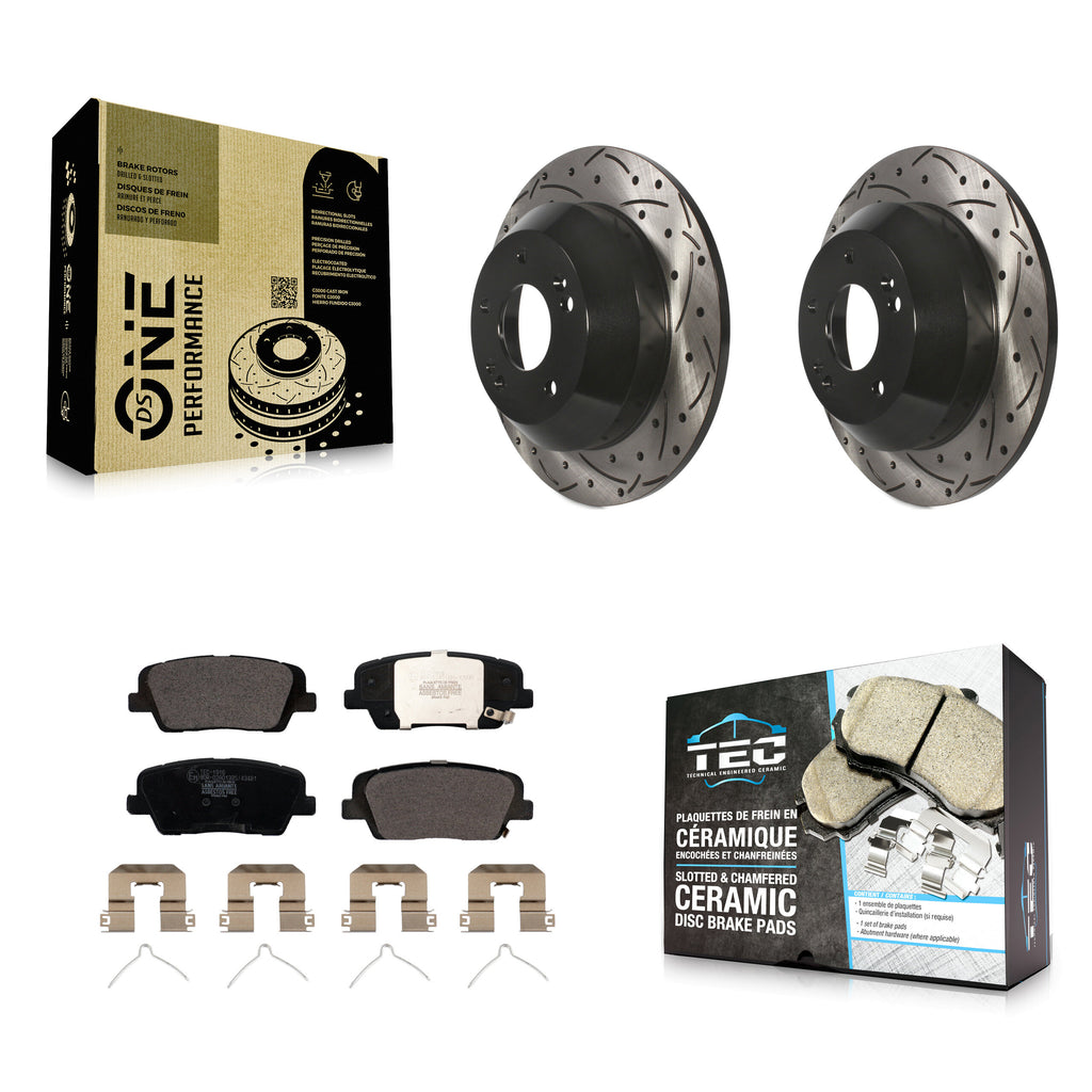 Rear Drill Slot Brake Rotors Ceramic Pad Kit For Kia Sorento Hyundai Santa Fe XL