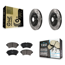 Charger l'image dans la galerie, Rear Drilled Slot Brake Rotor Ceramic Pad Kit For Audi Q5 A4 A5 Quattro A6 S5 S4