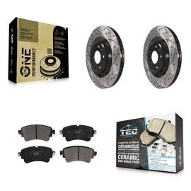 Rear Drilled Slot Brake Rotor Ceramic Pad Kit For Audi Q5 A4 A5 Quattro A6 S5 S4