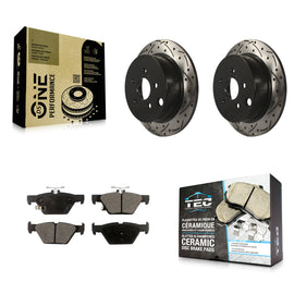 Rear Coated Drilled Slot Disc Brake Rotor & Ceramic Pad Kit For Subaru Crosstrek