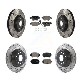 Front Rear Drill Slot Brake Rotors Ceramic Pad Kit For 2016-2018 Audi Q3 Quattro