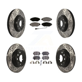 Front Rear Coated Drill Slot Disc Brake Rotor Ceramic Pad Kit For Volkswagen GTI