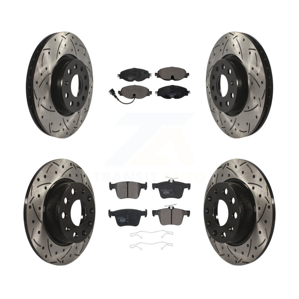 Front Rear Drill Slot Brake Rotors Ceramic Pad Kit For Audi A3 Quattro Sportback