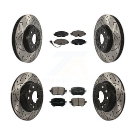 Front Rear Drill Slot Brake Rotor Ceramic Pad Kit For Volkswagen GTI Golf Passat