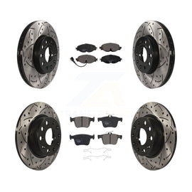 Front Rear Drill Slot Brake Rotor Ceramic Pad Kit For Audi A3 Quattro Volkswagen