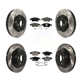 Front Rear Drilled Slot Disc Brake Rotors Ceramic Pad Kit For Mercedes-Benz E350