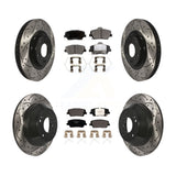 Front Rear Drill Slot Brake Rotors Ceramic Pad Kit For Kia Sorento Hyundai Santa