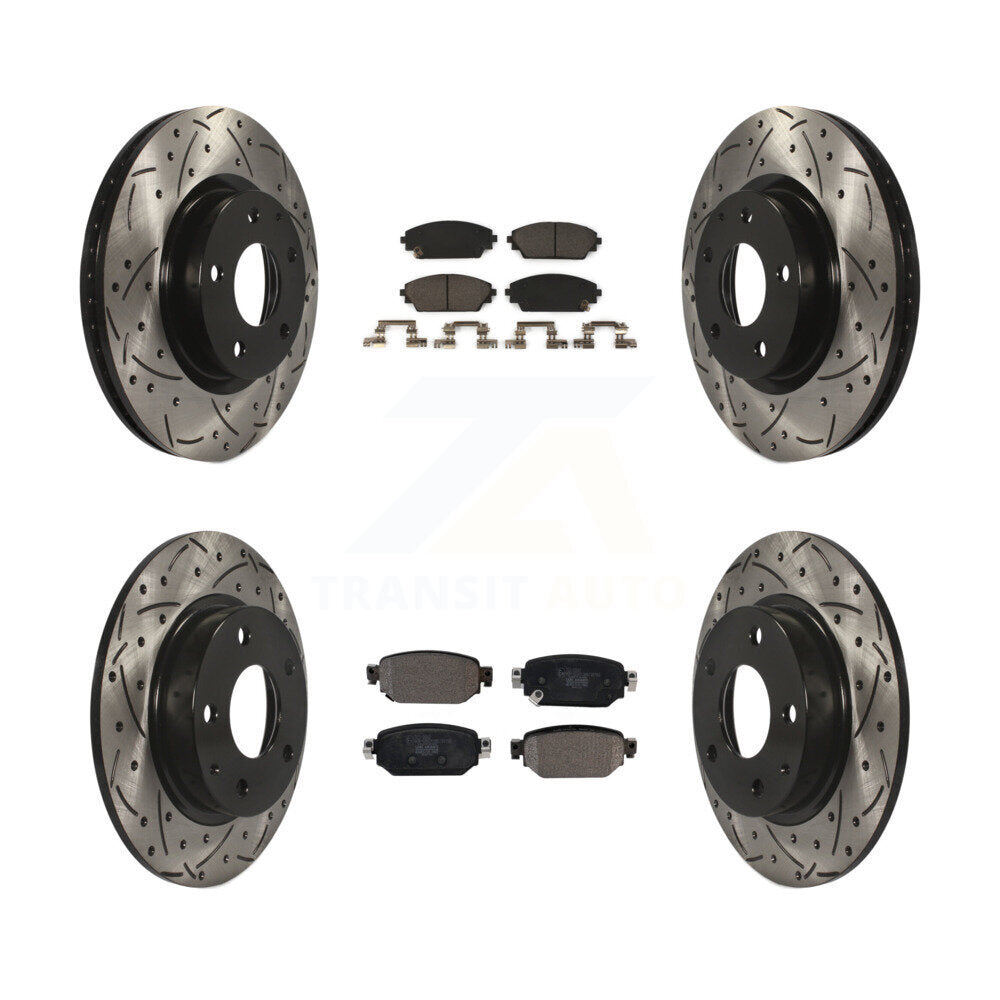 [Front+Rear] 2019-2021 Mazda CX-3 AWD Performance Drilled & Slotted Brake Rotor & Ceramic Pads Kit For Max Braking