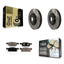 Charger l'image dans la galerie, Front Coated Drill Slot Disc Brake Rotor Ceramic Pad Kit For Lincoln Continental
