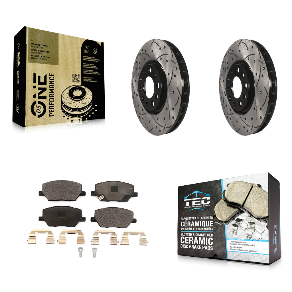 Front Drill Slot Brake Rotor Ceramic Pad Kit For Jeep Renegade Compass Fiat 500X
