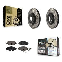 Load image into Gallery viewer, Front Drill Slot Brake Rotors Ceramic Pad Kit For Volkswagen Audi GTI A3 Quattro