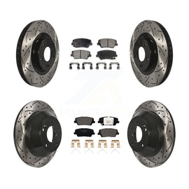 Front Rear Coated Drilled Slot Disc Brake Rotors Ceramic Pad Kit For Kia Sorento