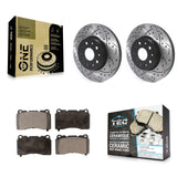 Front Drilled Slot Brake Rotor Ceramic Pad Kit For Chevrolet Camaro Cadillac CTS