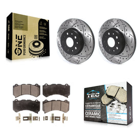 Front Drilled Slot Brake Rotors Ceramic Pad Kit For 19-20 Chevrolet Camaro LT/LS