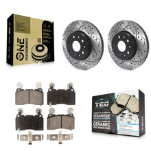 Charger l'image dans la galerie, Front Drilled Slot Brake Rotor Ceramic Pad Kit For Cadillac CTS Chevrolet Camaro