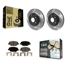 Charger l'image dans la galerie, Front Coated Drilled Slot Disc Brake Rotors Ceramic Pad Kit For Chevrolet Camaro