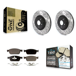 Front Drilled Slot Disc Brake Rotor & Ceramic Pad Kit For Ford Focus Lincoln MKC